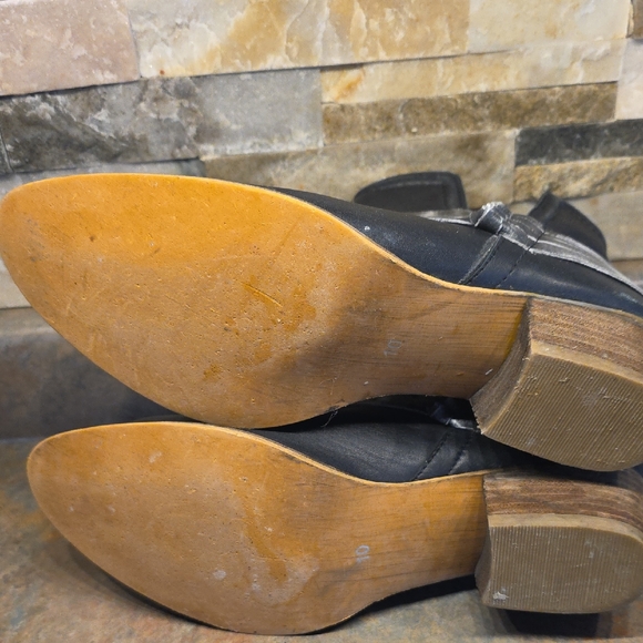 Women’s Black Leather Ankle Boots with Metallic Silver Strap - Picture 5 of 6